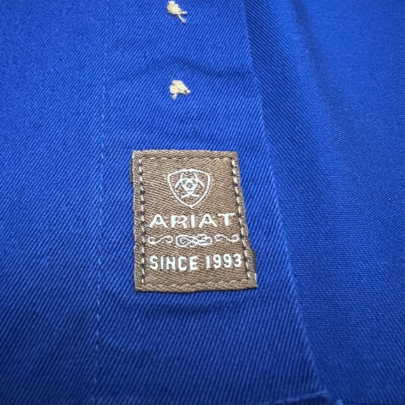 ARIAT Solid Twill Fitted Long Sleeve Shirt Button down Men’s Blue Size 2XL - Picture 8 of 13